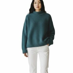 Sanctuary Textured Knit Mock Neck Sweater XXL Green (Runs Small)